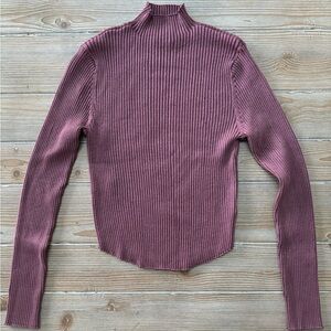 ribbed mock neck long sleeve top